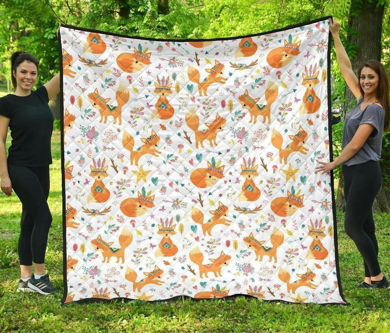 Cute Tribal Fox Pattern DHCDHC DT1910 Quilt Blanket and Home Decor