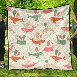 Cute Whale Pattern DHCDHC DT1910 Quilt Blanket and Home Decor