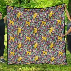 Cute Yellow Monkey Leaves Pattern DHCDHC DT1910 Quilt Blanket and Home Decor