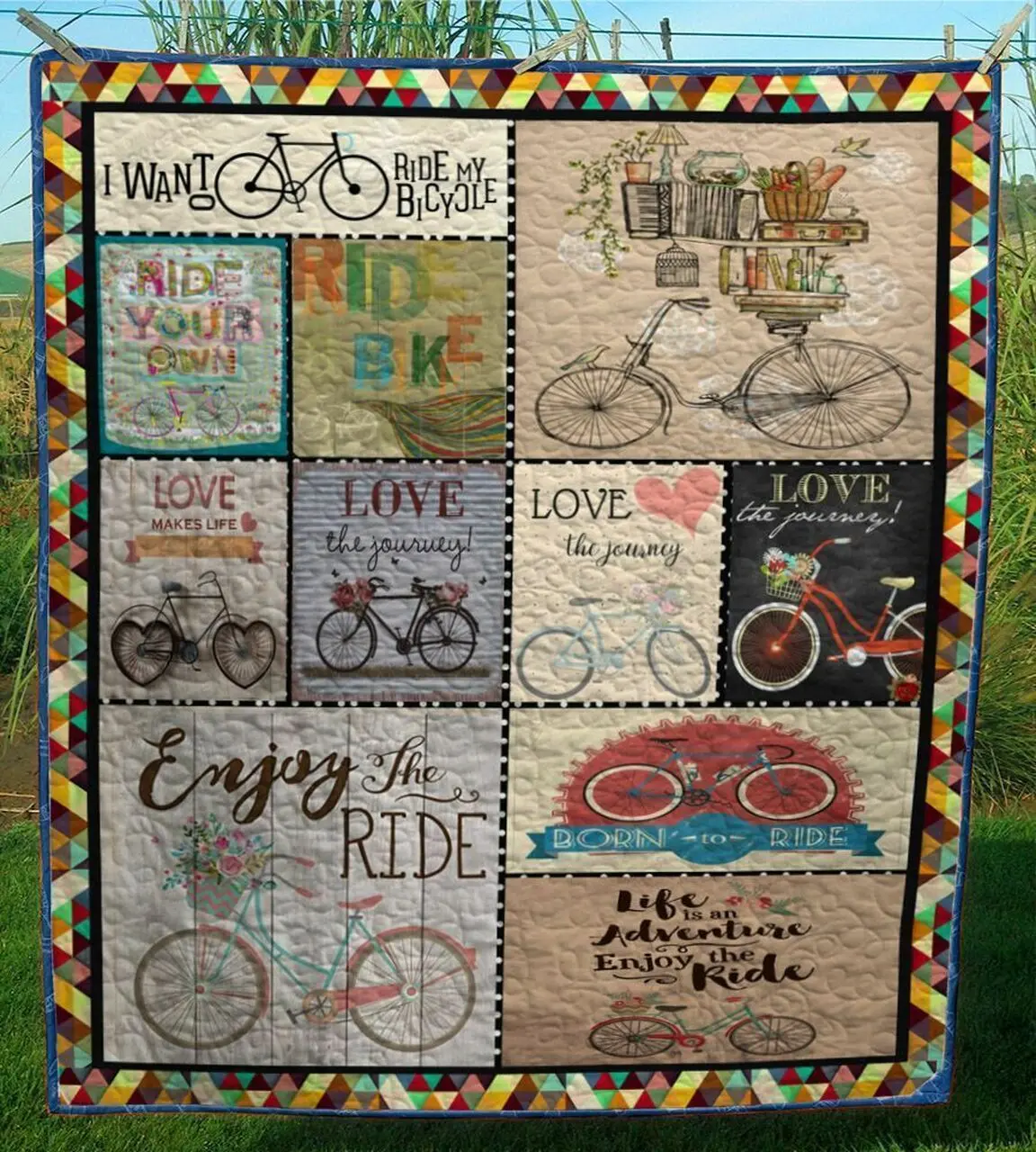 Cycling Life Is An Adventure Enjoy The Ride Quilt Blanket Great Customized Blanket Gifts For Birthday Christmas Thanksgiving and Home Decor