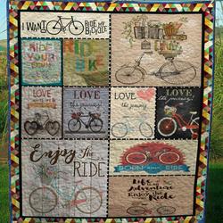 Cycling Life Is An Adventure Enjoy The Ride Quilt Blanket Great Customized Blanket Gifts For Birthday Christmas Thanksgiving and Home Decor