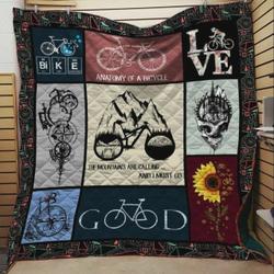 Cycling The Mountains Are Calling And I Must Go Quilt Blanket Great Customized Blanket Gifts For Birthday Christmas Thanksgiving and Home Decor