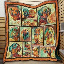 Dachshund Art Style Cool Quilt Blanket Dhc09121851Dd and Home Decor