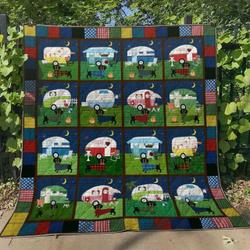 Dachshund Camping Hn 310519 Quilt Blanket and Home Decor