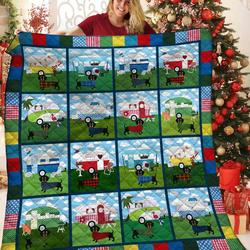 Dachshund Camping Jfj Quilt Ssu and Home Decor