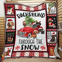 Dachshund Christmas Quilt Blanket ABC07111243 and Home Decor