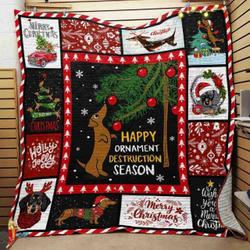 Dachshund Christmas Quilt Blanket ABC07112019 and Home Decor