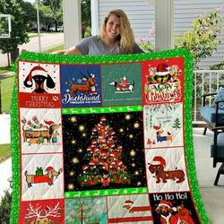 Dachshund Christmas Quilt Blanket and Home Decor