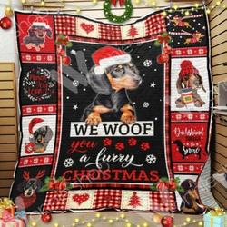 Dachshund Dog Christmas Hur Quilt Cysiqr and Home Decor
