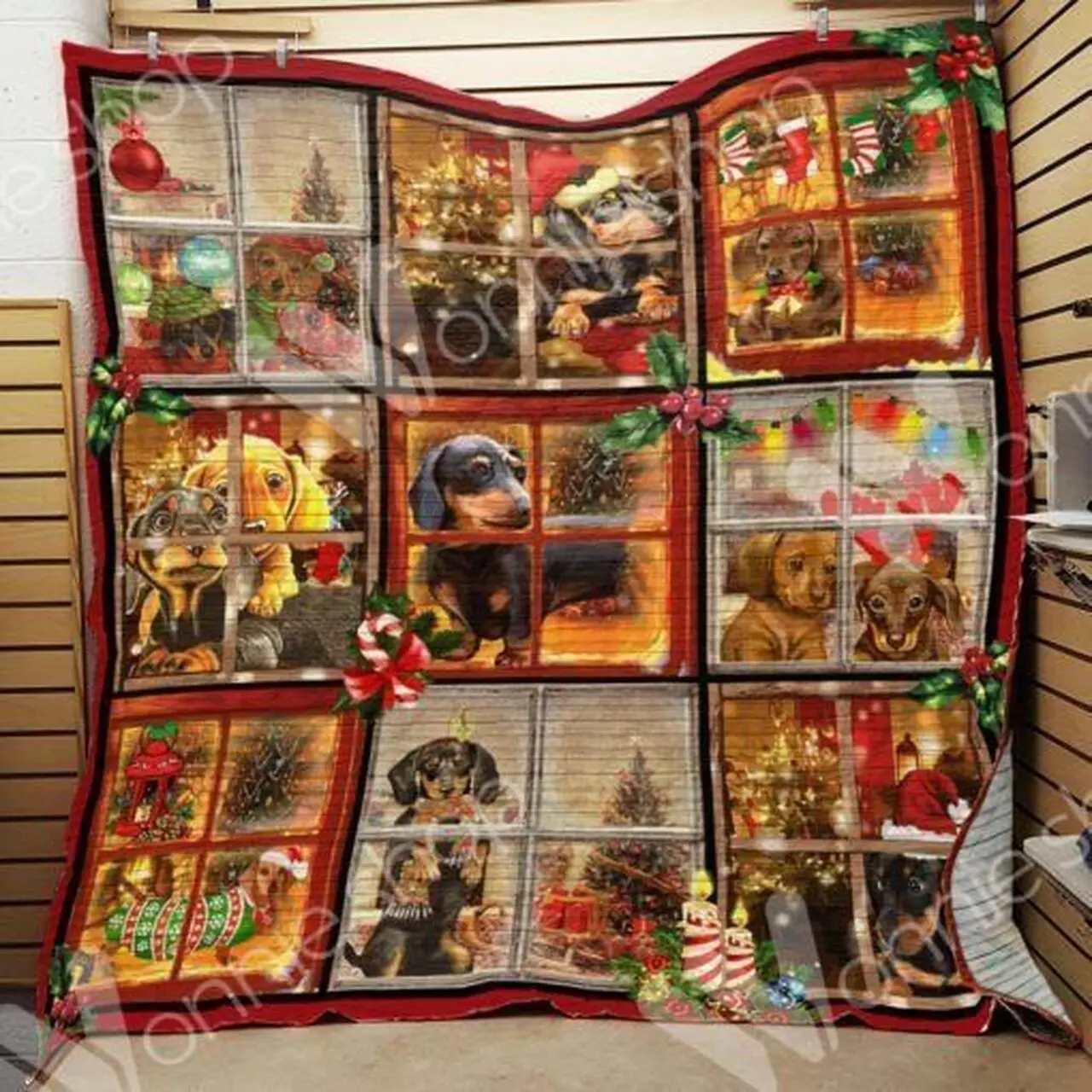 Dachshund Dog Christmas Hur Quilt ix and Home Decor