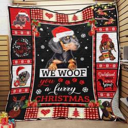 Dachshund Dog Christmas Quilt Blanket ABC07111898 and Home Decor