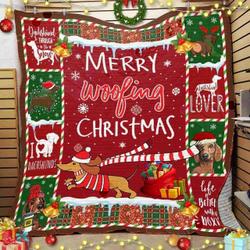 Dachshund Dog Christmas Quilt Blanket ABC07111940 and Home Decor