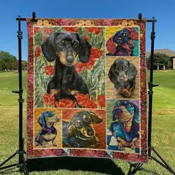Dachshund Dog Hur Quilt Cysigm and Home Decor