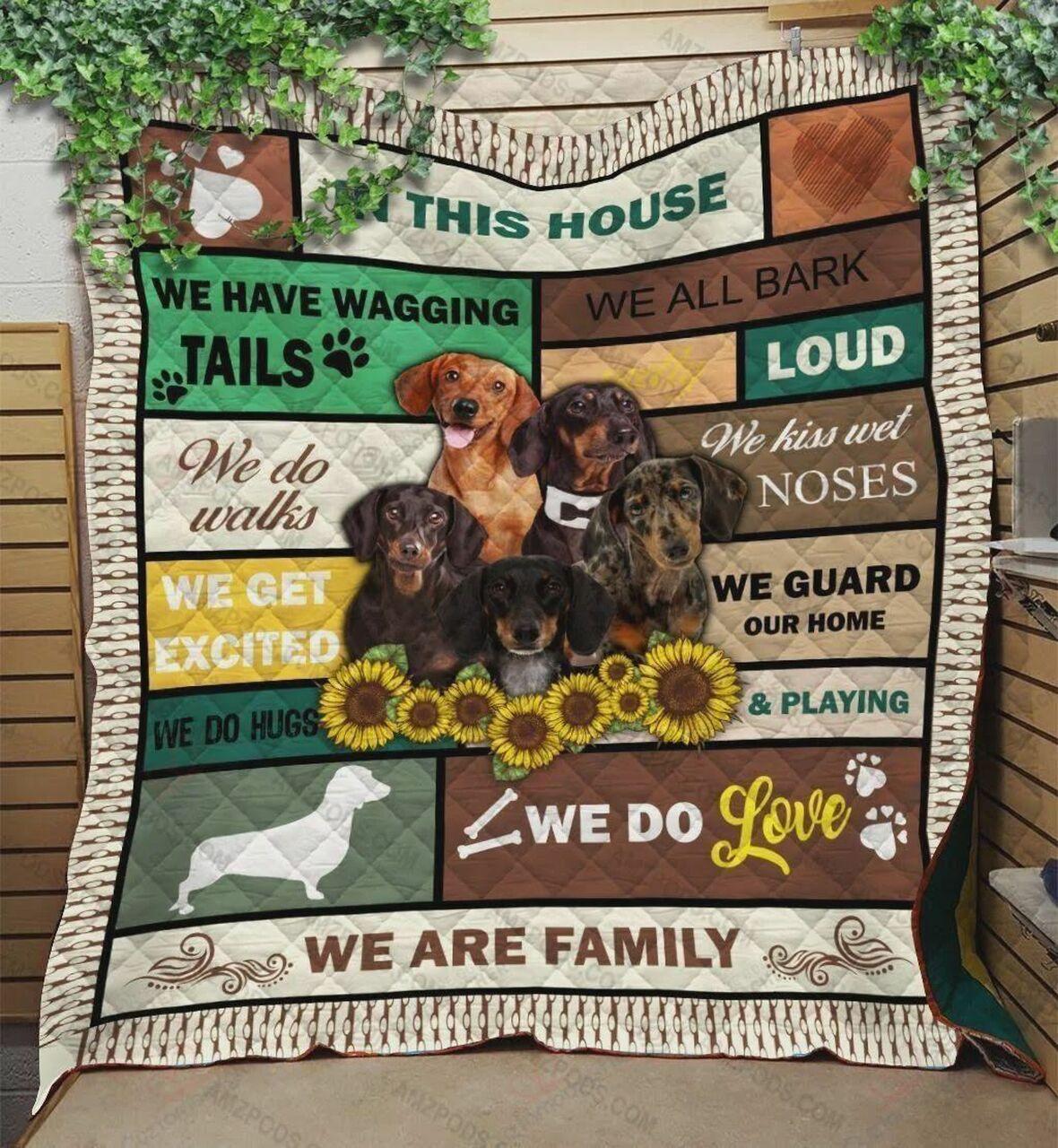 Dachshund Dog We Have Wagging Tails Quilt Blanket Great Customized Blanket Gifts For Birthday Christmas Thanksgiving Perfect Gifts For Dachshund Lovers and Home Decor