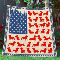 Dachshund  Flag Usa  Quilt  Pod000031 and Home Decor