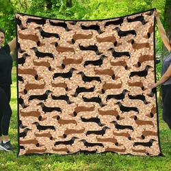 Dachshund Floral Background DHCDHC DT1910 Quilt Blanket and Home Decor