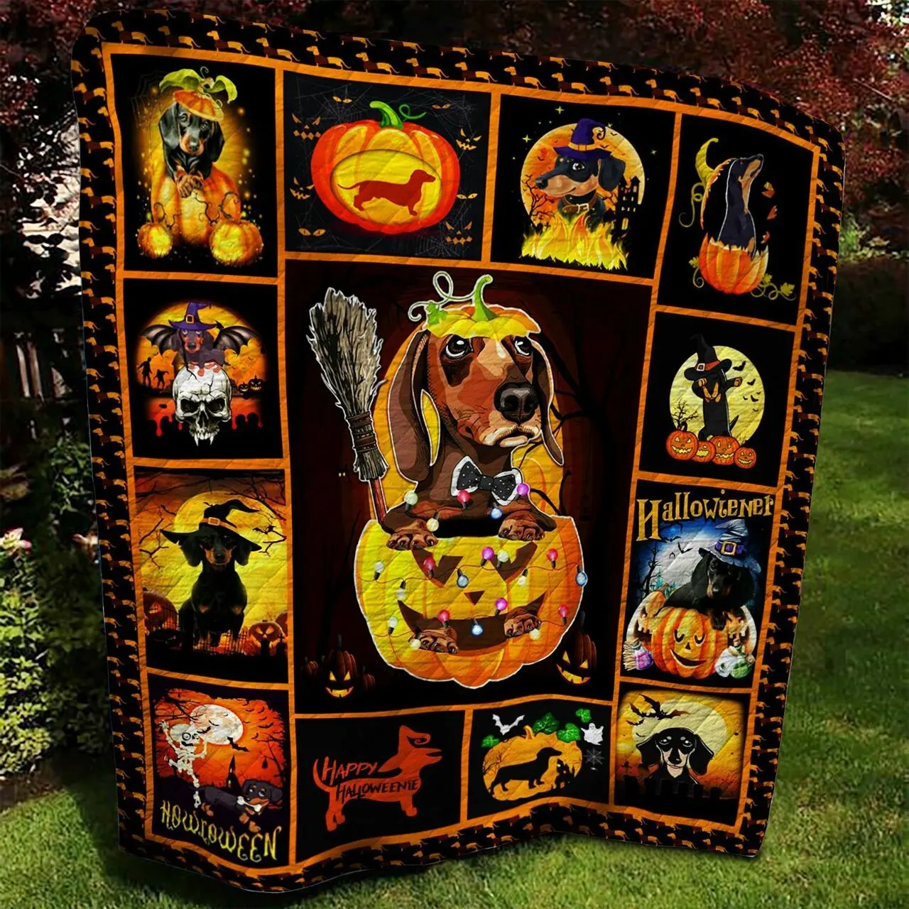 Dachshund Halloween Quilt Blanket BBB040857MH and Home Decor