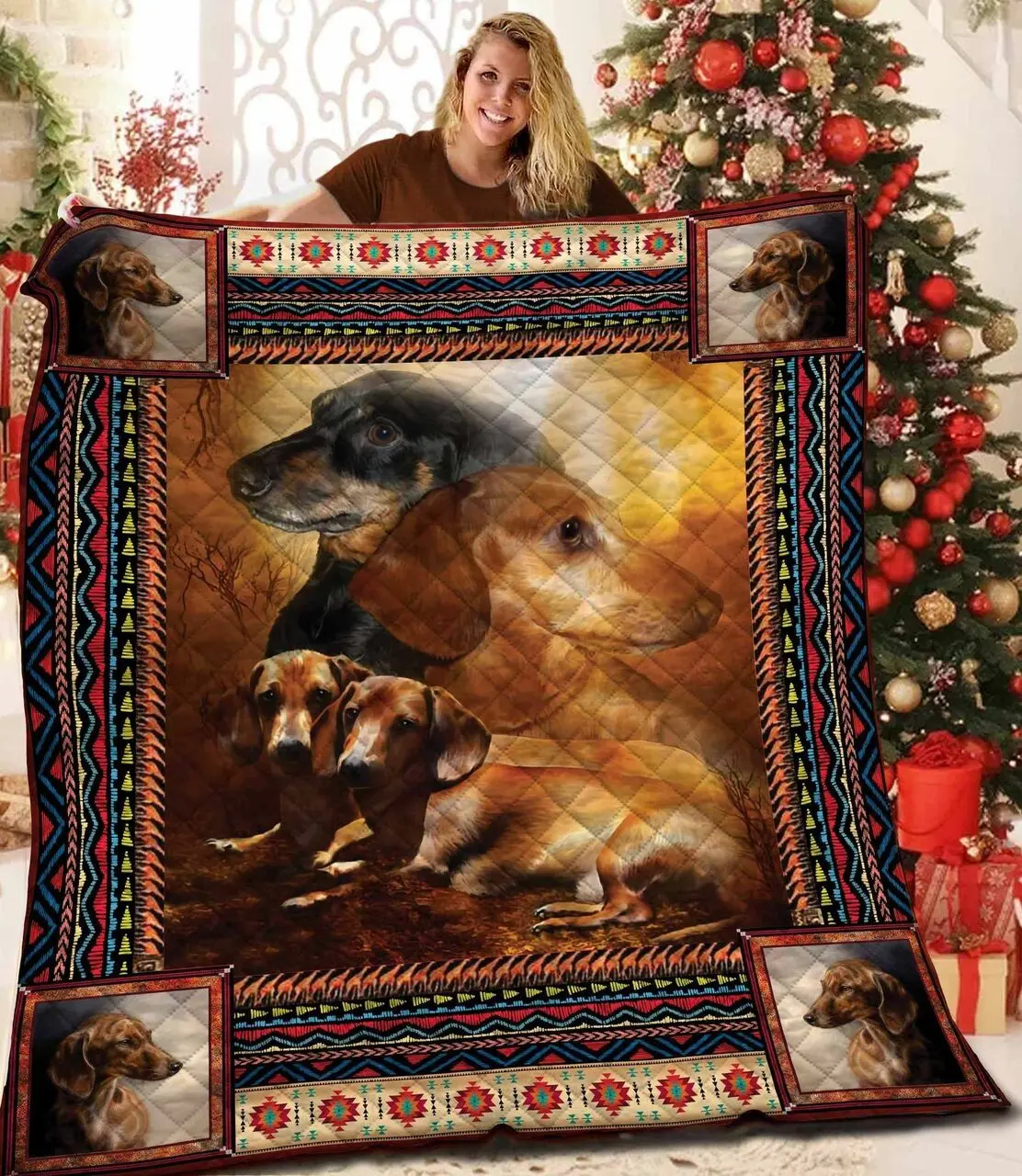 Dachshund Hur Quilt Bevreh and Home Decor