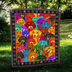 Dachshund Multi Dog Colorful Cl09100097Mdq Quilt Blanket and Home Decor