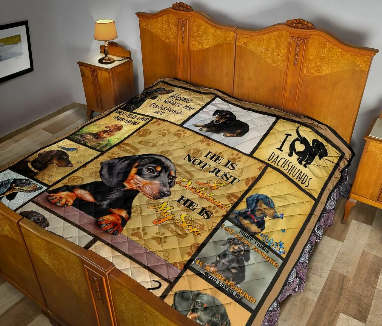 Dachshund My Son Quilt Taep Bubl and Home Decor