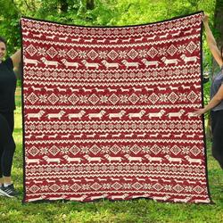 Dachshund Nordic Pattern DHCDHC DT1910 Quilt Blanket and Home Decor