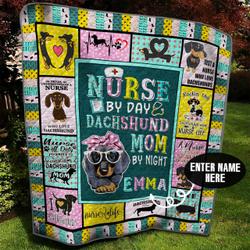 Dachshund Nurse Personalized Quilt Blanket Bbb290592Ht and Home Decor