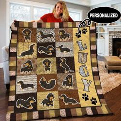 Dachshund Personalized Quilt Blanket BBB110528HT and Home Decor