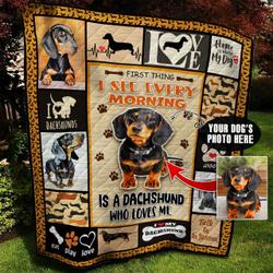 Dachshund Photo Personalized Quilt Blanket Bbb300509Mh and Home Decor