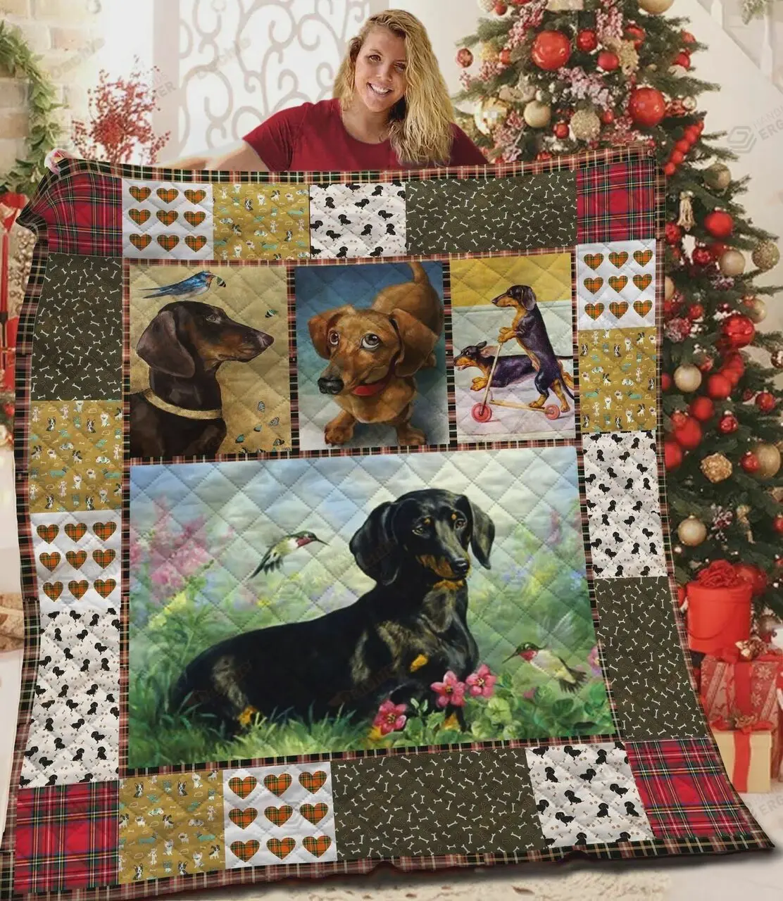 Dachshund Playing Quilt Blanket Great Customized Blanket Gifts For Birthday Christmas Thanksgiving Perfect Gifts For Dachshund Lovers and Home Decor