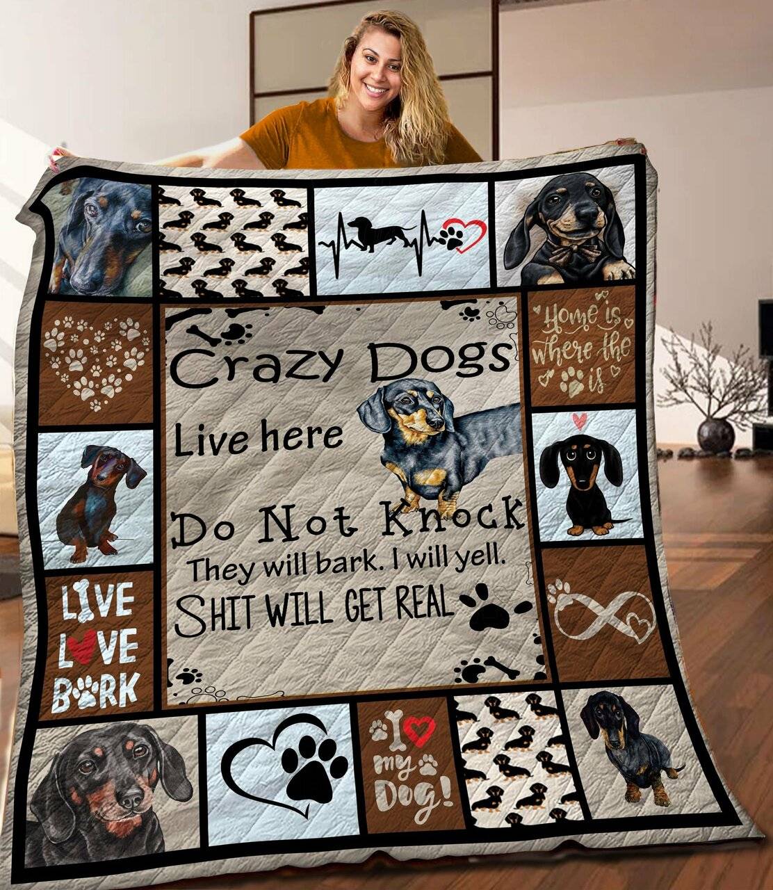 Dachshund Quilt Blanket C9B300501Ty and Home Decor