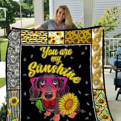 Dachshund Sunflower  You Are My Sunshine Quilt  Quilt and Home Decor
