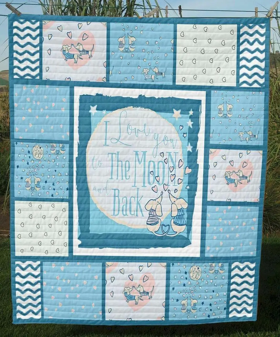 Dachshund To The Moon And Back Clt190635 Quilt Blanket and Home Decor