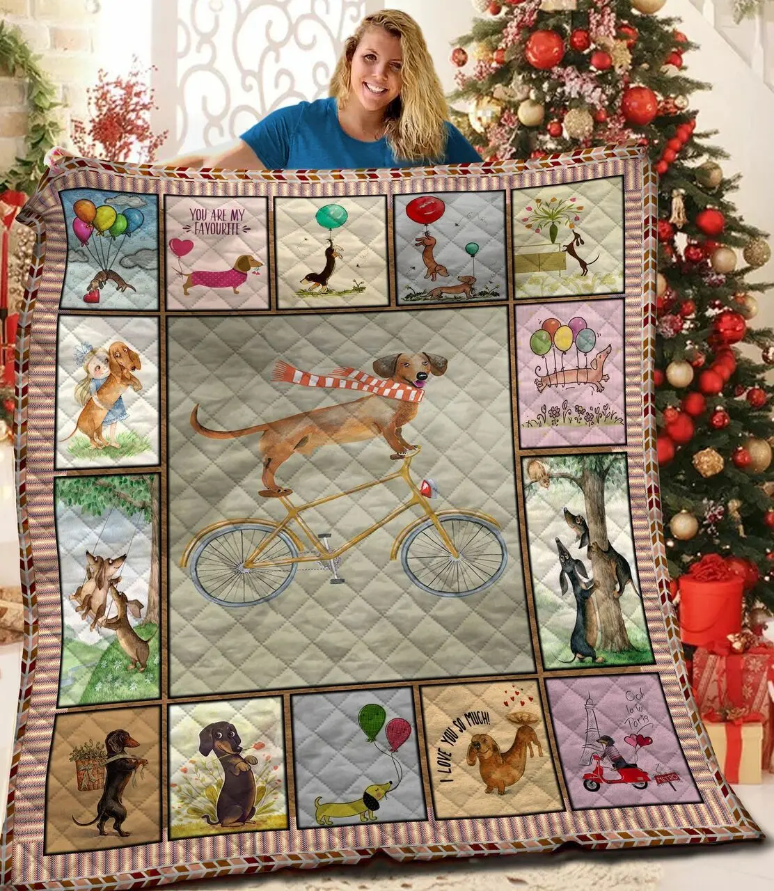 Dachshunds Happy Life Dachshund Doxie Wiener Dog Lovers CL291220303MI Quilt Blanket and Home Decor