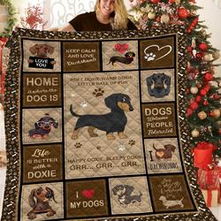 Dachshunds Happy Puppy Dachshund Doxie Wiener Dog Lovers CL291220287MI Quilt Blanket and Home Decor