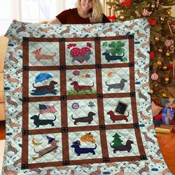 Dachshunds Holiday Dachshund Doxie Wiener Dog Lovers CL291220282MI Quilt Blanket and Home Decor