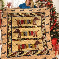 Dachshunds Pattern Dachshund Doxie Wiener Dog Lovers CL291220348MI Quilt Blanket and Home Decor