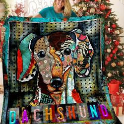 Dachshunds Stylized Dachshund Doxie Wiener Dog Lovers CL291220136MI Quilt Blanket and Home Decor
