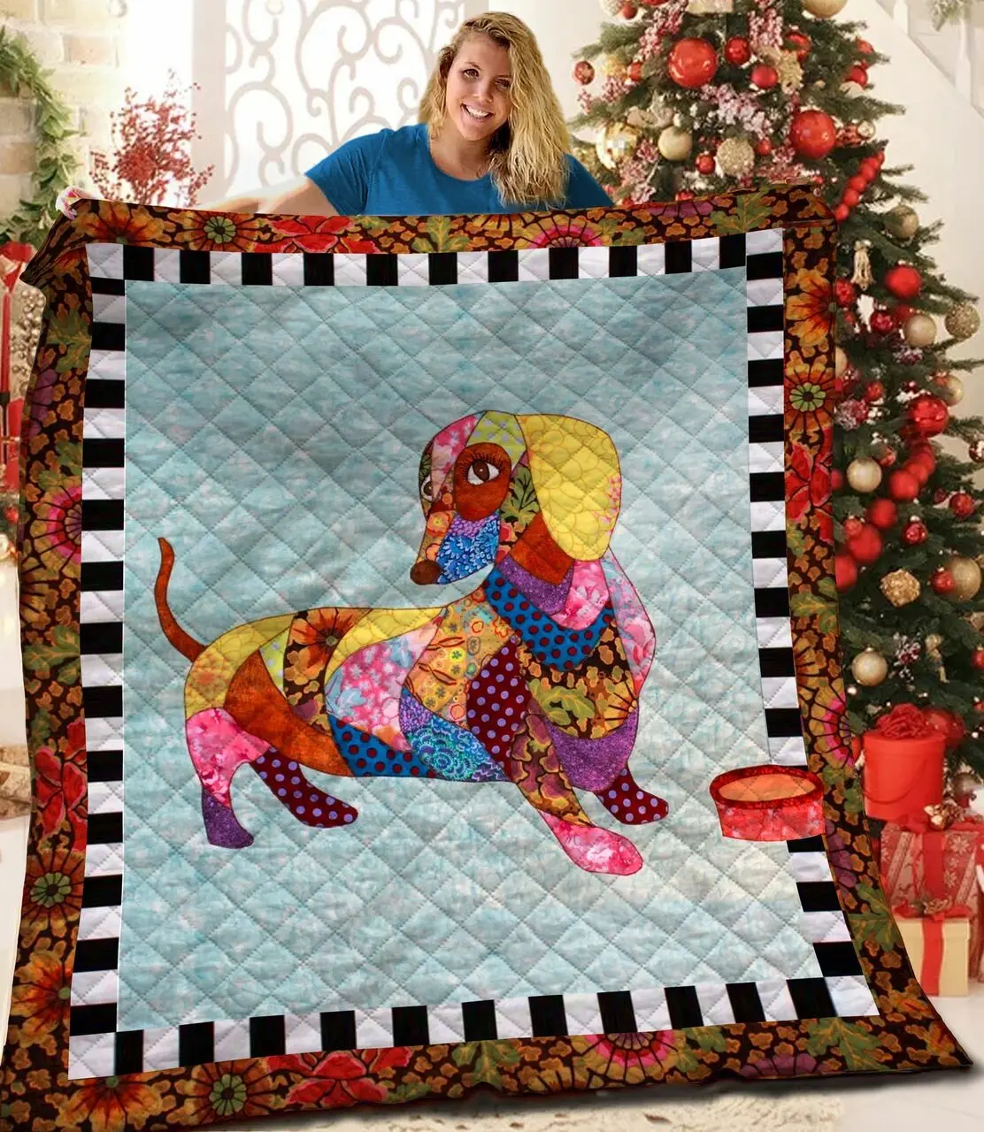 Dachshunds Stylized Dachshund Doxie Wiener Dog Lovers CL291220364MI Quilt Blanket and Home Decor