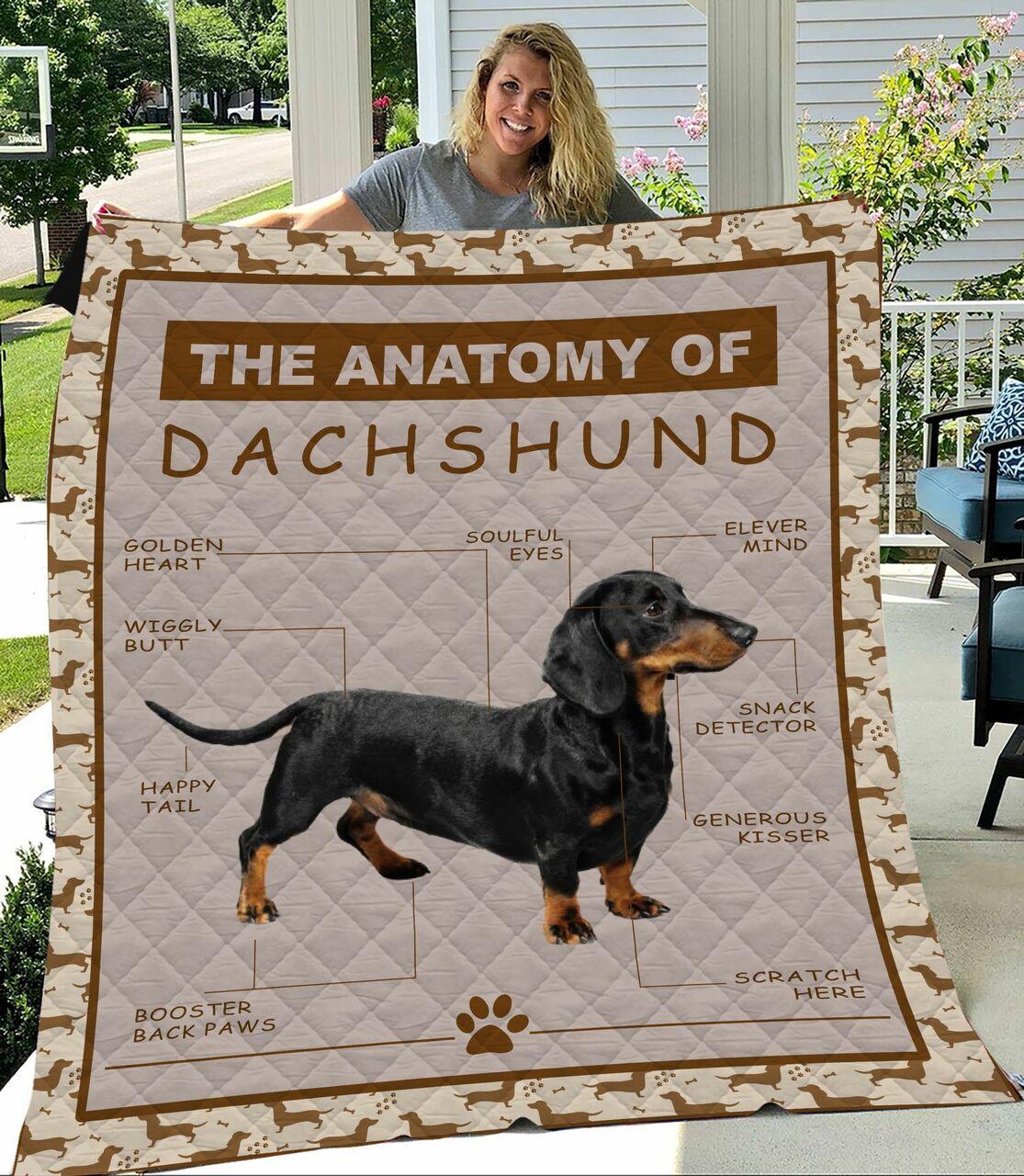 Dachshunds The Anatomy Of Dachshund Dachshund Doxie Wiener Dog Lovers CL291220100MI Quilt Blanket and Home Decor