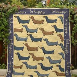 Dachsund Be Happy Clt190638 Quilt Blanket and Home Decor