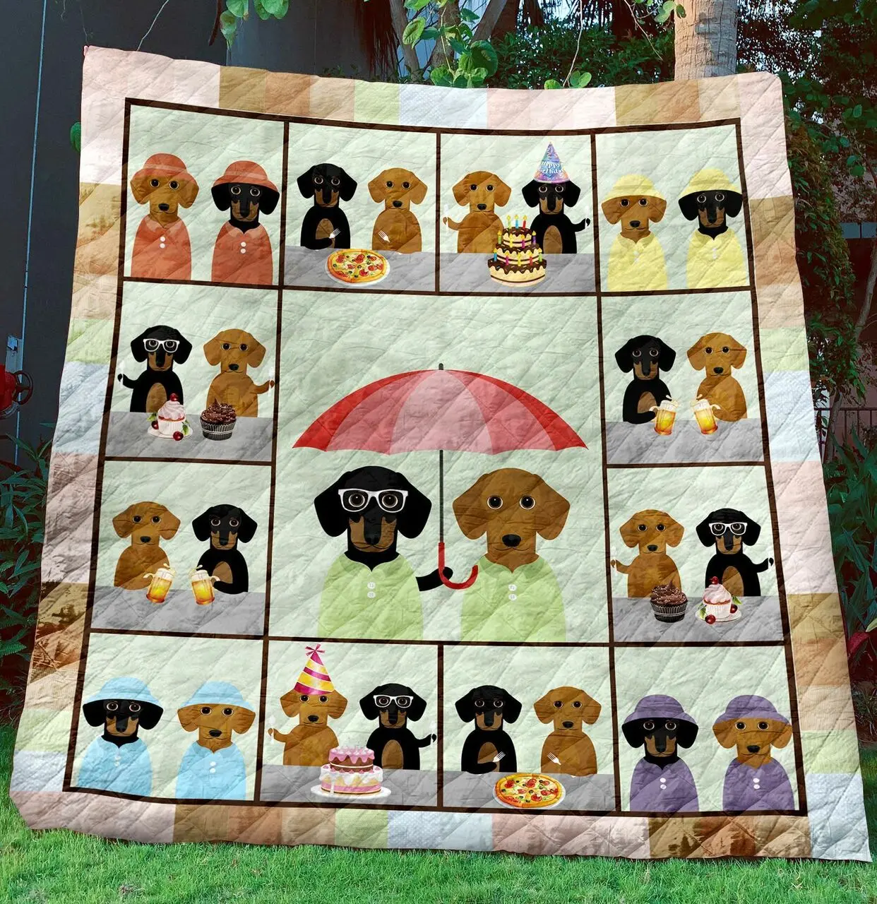 Dachsund Quilt Blanket C9B200211NM and Home Decor