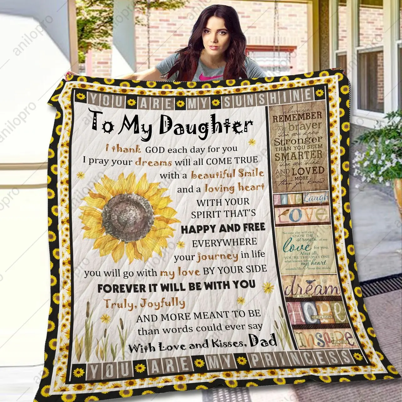 Dad To Daughter My Love Will Be With You Quilt Blanket Dhc040120193Td and Home Decor