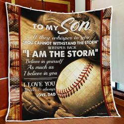 Dad To Son Baseball Quilt Blanket and Home Decor