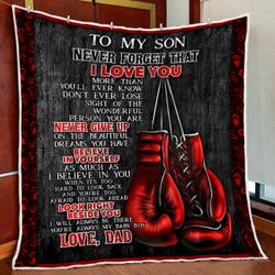 Dad To Son Boxing Quilt Blanket and Home Decor