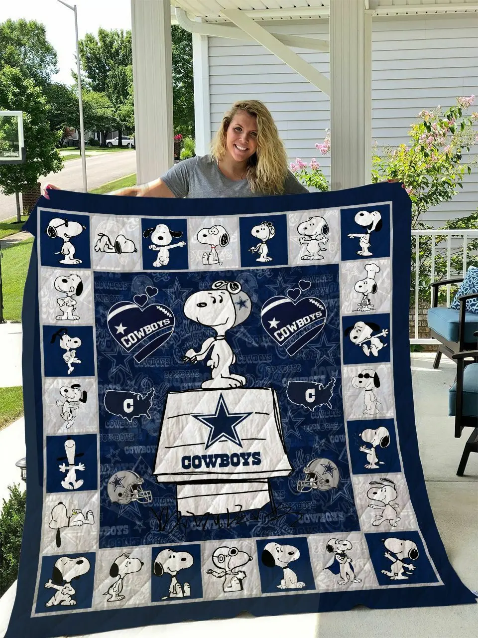 Dallas Cowboys Snoopy Quilt Blanket and Home Decor