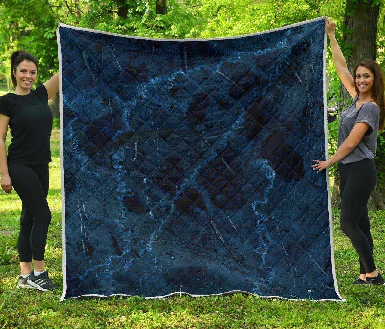 Dark Blue Marble Cl17100229Mdq Quilt Blanket and Home Decor