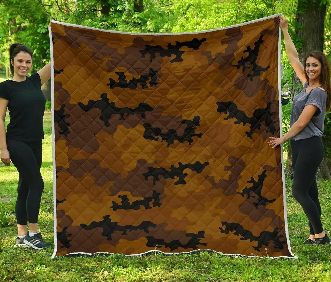 Dark Brown Camouflage Cl17100232Mdq Quilt Blanket and Home Decor