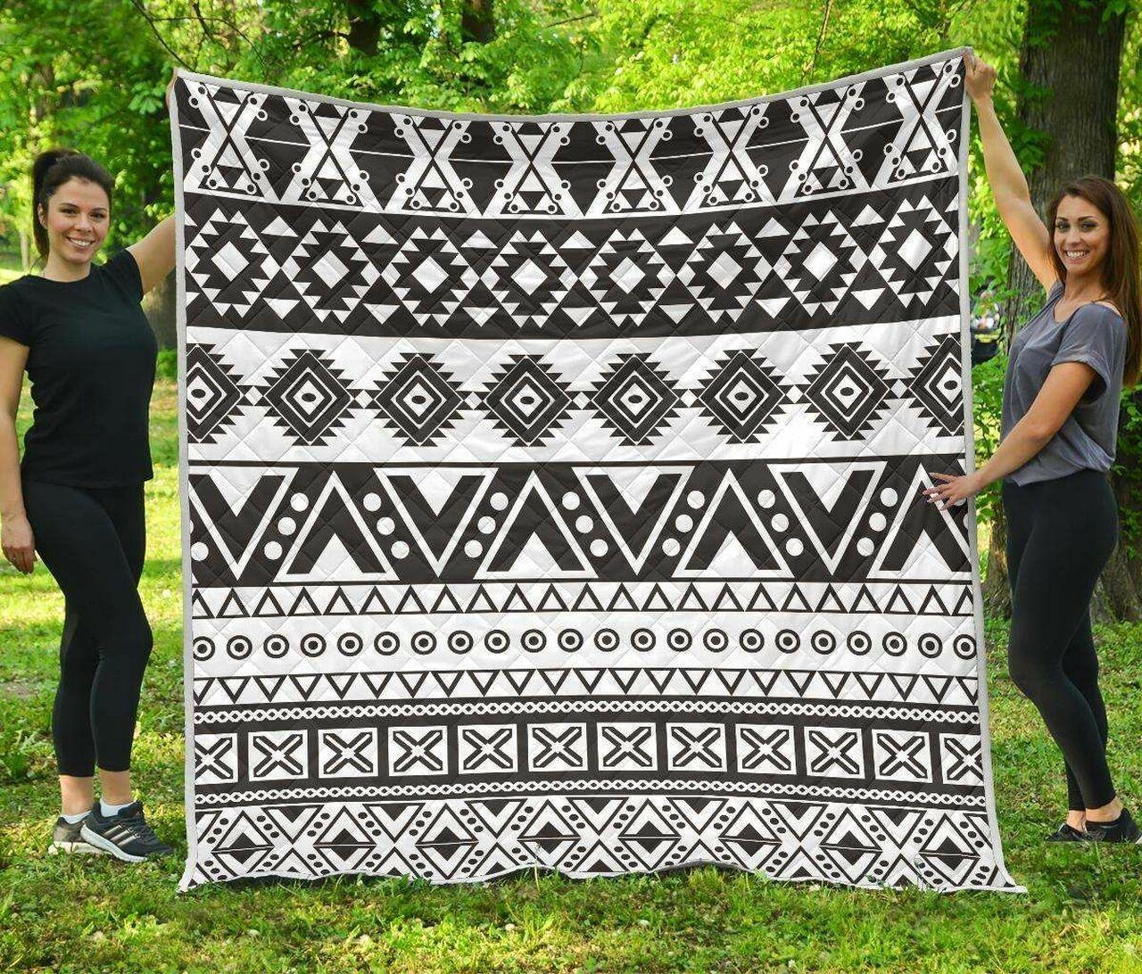 Dark Grey Aztec Cl17100238Mdq Quilt Blanket and Home Decor