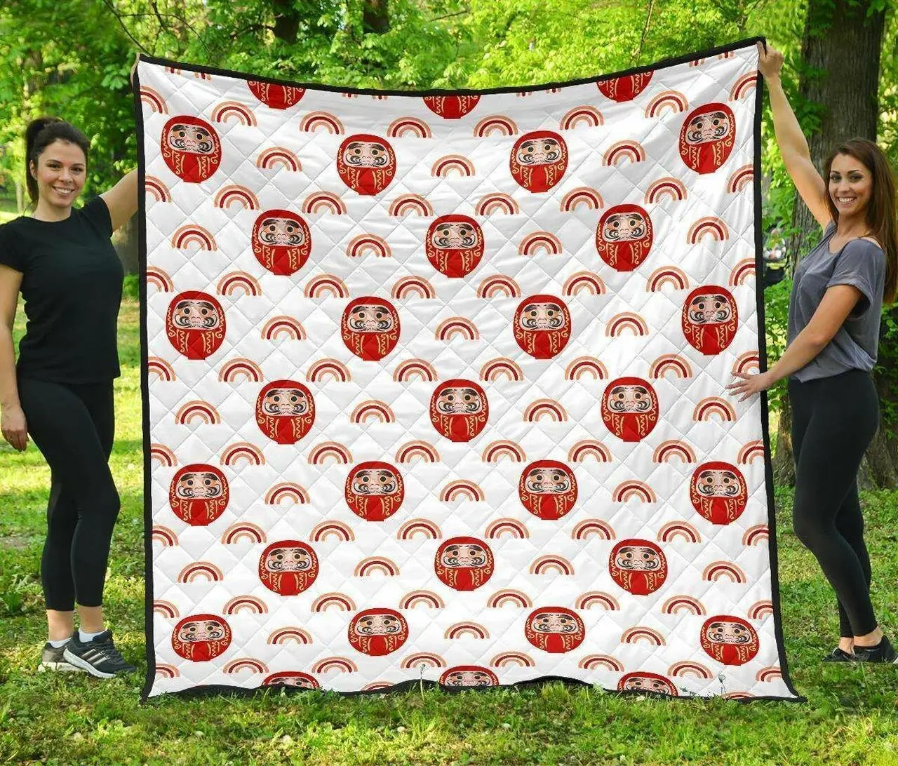 Daruma Japanese Wooden Doll Design Pattern DHCDHC DT1910 Quilt Blanket and Home Decor
