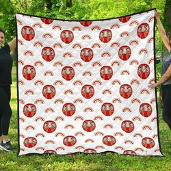 Daruma Japanese Wooden Doll Design Pattern DHCDHC DT1910 Quilt Blanket and Home Decor